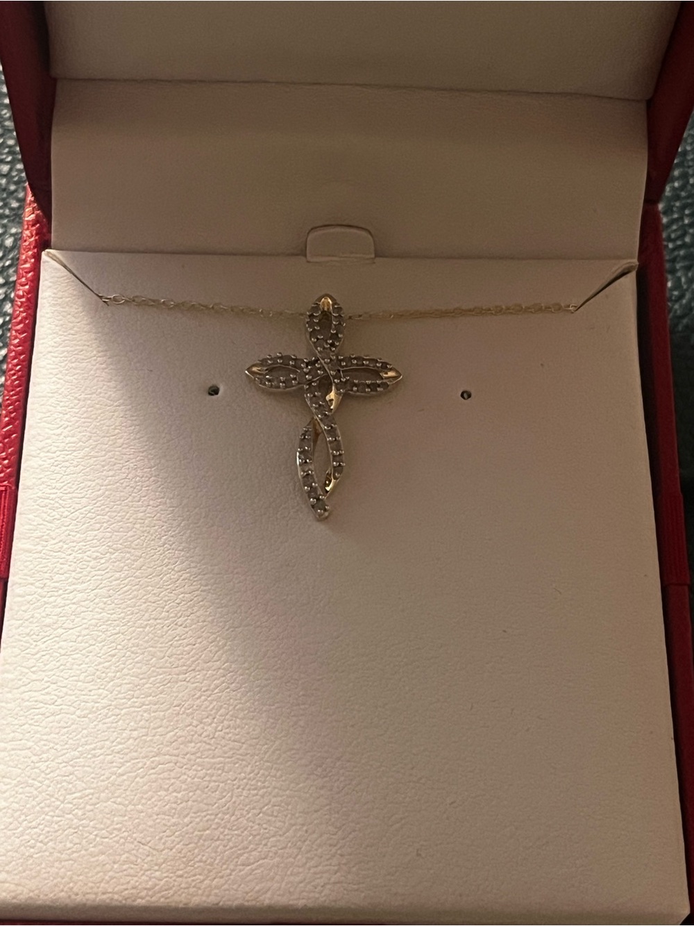 Gold Cross Pendant Necklace with natural Diamond - Women's Jewelry